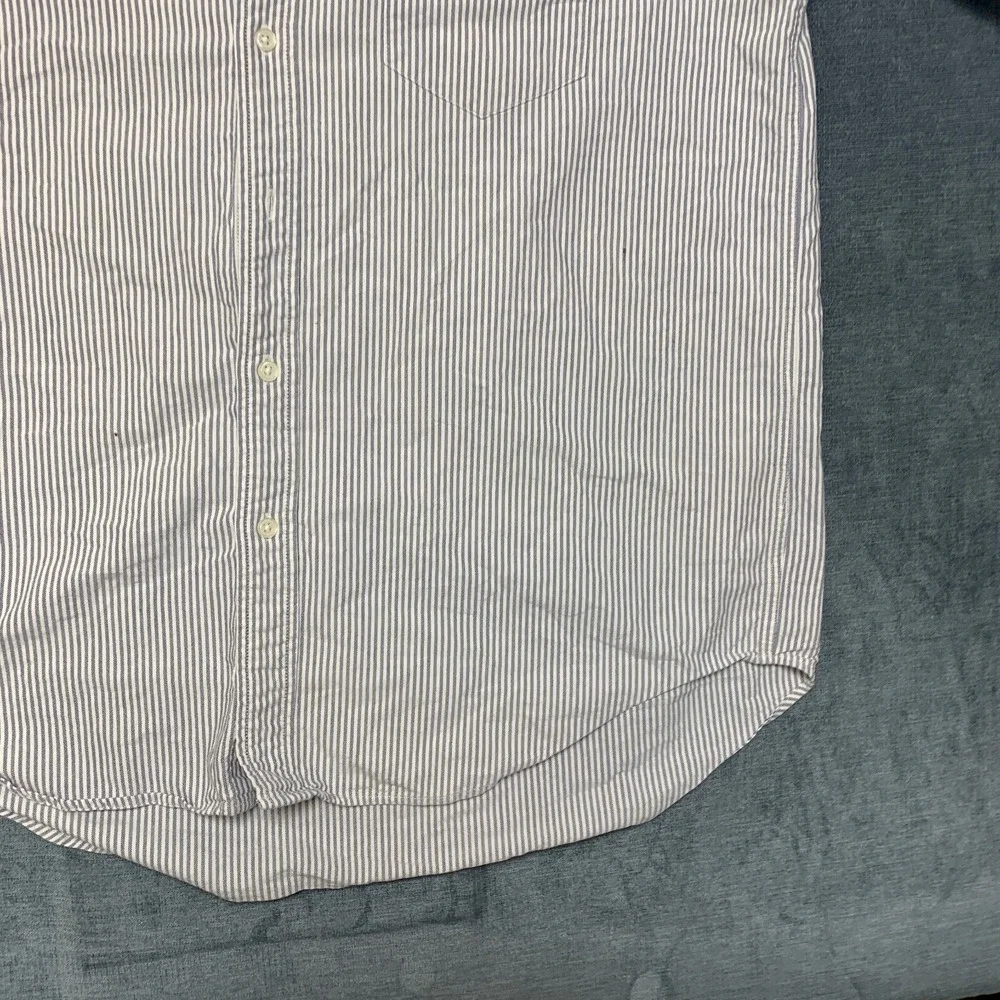 Polo by Ralph Lauren Shirt Mens XL White Blue Striped Short Sleeve Button-Down